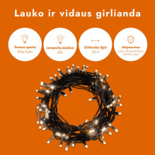 Outdoor and indoor garland (LED lights) 20 m PROLED black Outdoor and indoor garland (LED lights) 20 m PROLED black