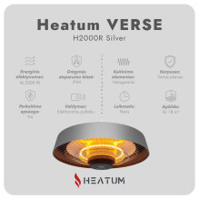 Infraraudonųjų spindulių šildytuvas Heatum H2000R VERSE SILVER