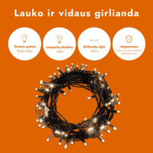 Lauko ir vidaus girlianda (LED lemputės) 100 m PROLED juoda Lauko ir vidaus girlianda (LED lemputės) 100 m PROLED juoda