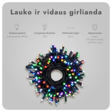 Outdoor and indoor garland (LED lights) 20 m PROLED RGB