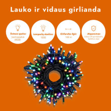 Lauko ir vidaus girlianda (LED lemputės) 100 m PROLED RGB Lauko ir vidaus girlianda (LED lemputės) 100 m PROLED RGB