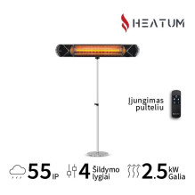 Standing Infrared Heater Heatum H2500R CORE BLACK with single-leg stand