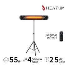 Freestanding Infrared Heater Heatum H2500R CORE BLACK with tripod stand