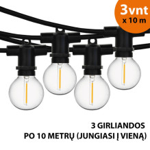 Outdoor garland (LED lights) 30 m Pearl black