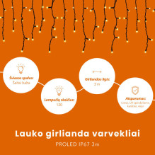Lauko girlianda varvekliai PROLED IP67 3m