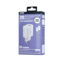 Įkroviklis Remax RP-U120 20W USB-C / USB-A + USB-C to Lightning cable 1.0m baltas Įkroviklis Remax RP-U120 20W USB-C / USB-A + USB-C to Lightning cable 1.0m baltas