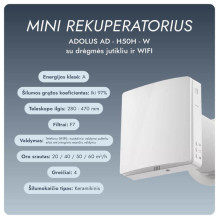 Mini rekuperatorius Adolus AD - H50H - W su drėgmės jutikliu ir WIFI