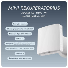 Mini recuperator Adolus AD - H50C - W with CO2 sensor and WIFI