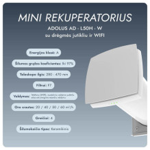Mini recuperator Adolus AD - L50H - W with humidity sensor and WIFI