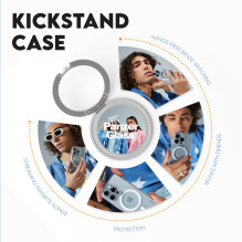 CARE Feature case with Silver Kickstand MagSafe iPhone 16 Pro, Transparent