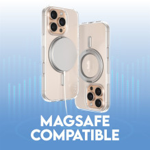 CARE Feature case with Silver Kickstand MagSafe iPhone 16 Pro, Transparent