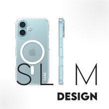 CARE Flagship case with White MagSafe iPhone 16, Transparent CARE Flagship case with White MagSafe iPhone 16, Transparent