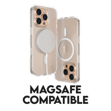 „CARE Flagship“ dėklas su baltu „MagSafe iPhone 16 Pro“, permatomas