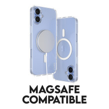 „CARE Flagship“ dėklas su baltu „MagSafe iPhone 16 Plus“ dangteliu, permatomas „CARE Flagship“ dėklas su baltu „MagSafe iPhone 16 Plus“ dangteliu, permatomas