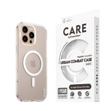 „CARE Flagship“ dėklas su baltu „MagSafe iPhone 16 Pro Max“ dangteliu, permatomas „CARE Flagship“ dėklas su baltu „MagSafe iPhone 16 Pro Max“ dangteliu, permatomas