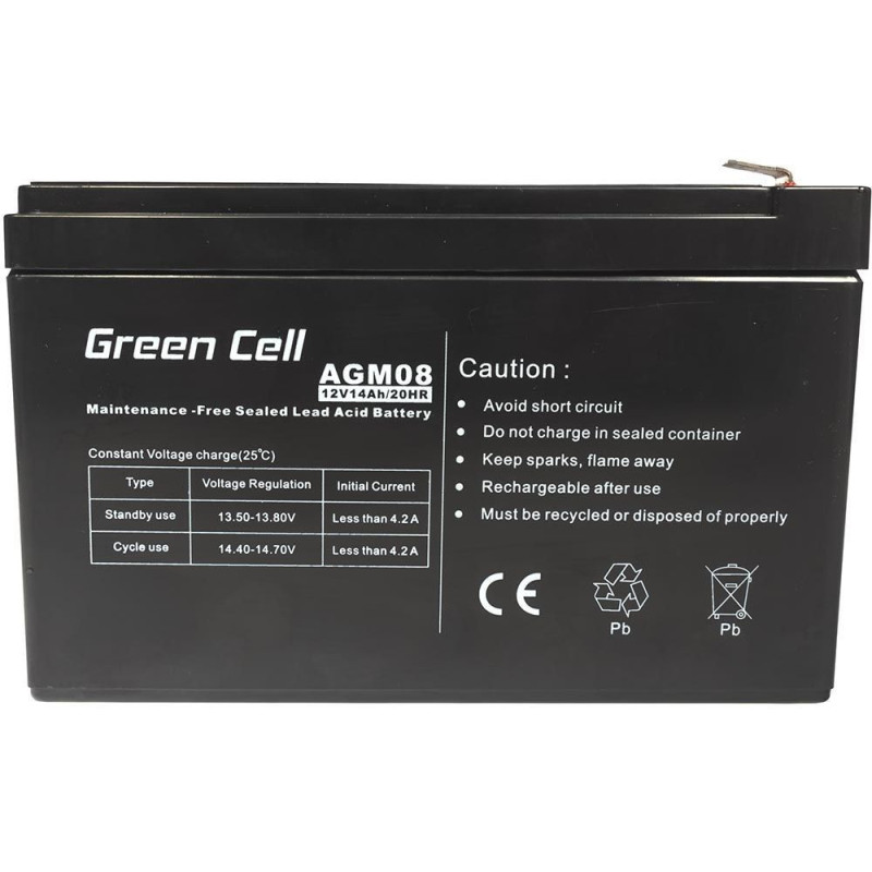 Green Cell AGM Gel Battery 12V 14Ah