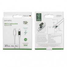 USB-C į „Lightning“ laidas „DigitCord“ 30 W, 1,5 m, baltas * MFI sertifikuotas