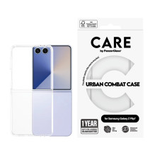 „CARE by PanzerGlass“ kietas, geltonas dėklas, skirtas „Galaxy Flip7“, permatomas