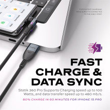STATIK Statik 360 Pro Cable 2.0 USB-C Only 1m, Black