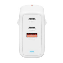Įkroviklis GaN Flex 65W 2 USB-C+1 USB-A, baltas Įkroviklis GaN Flex 65W 2 USB-C+1 USB-A, baltas
