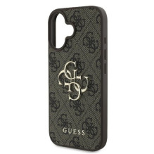 „Guess 4G“ didelio logotipo dėklas, skirtas „iPhone 16“ – rudas