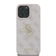 „Guess 4G“ didelio logotipo dėklas, skirtas „iPhone 16 Pro Max“ – rožinis