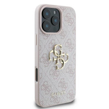 „Guess 4G“ didelio logotipo dėklas, skirtas „iPhone 16 Pro Max“ – rožinis