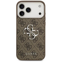 „Guess 4G Big 4G Classic“ logotipo dėklas, skirtas iPhone 17 Pro Max, rudas - sidabrinis