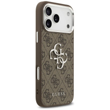 „Guess 4G Big 4G Classic“ logotipo dėklas, skirtas iPhone 17 Pro Max, rudas - sidabrinis
