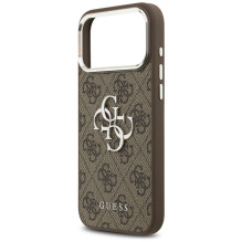 „Guess 4G Big 4G Classic“ logotipo dėklas, skirtas iPhone 17 Pro Max, rudas - sidabrinis