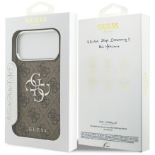 „Guess 4G Big 4G Classic“ logotipo dėklas, skirtas iPhone 17 Pro Max, rudas - sidabrinis
