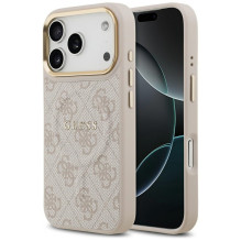 „Guess 4G PU Classic Logo MagSafe“ dėklas, skirtas „iPhone 17 Pro“ – rožinis