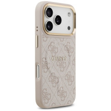 „Guess 4G PU Classic Logo MagSafe“ dėklas, skirtas „iPhone 17 Pro“ – rožinis