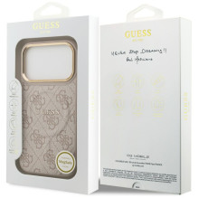 „Guess 4G PU Classic Logo MagSafe“ dėklas, skirtas „iPhone 17 Pro“ – rožinis