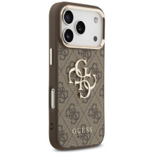 „Guess 4G Big 4G Classic“ logotipo dėklas, skirtas „iPhone 17 Pro Max“ – rudas ir auksinis