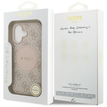 „Guess 4G Circle Classic“ logotipo „MagSafe“ dėklas, skirtas „iPhone 17“ – rožinis