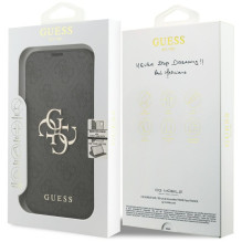 „Guess Book 4G“ metalinis logotipo dėklas, skirtas „iPhone 17 Pro“ – juodas