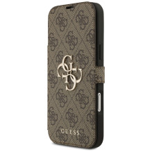 „Guess Book 4G“ metalinis logotipo dėklas, skirtas „iPhone 17 Pro Max“ – rudas