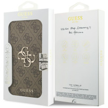 „Guess Book 4G“ metalinis logotipo dėklas, skirtas „iPhone 17 Pro Max“ – rudas