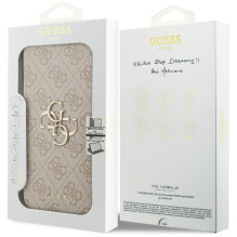„Guess Book 4G“ metalinis logotipo dėklas, skirtas „iPhone 17 Pro Max“ – rožinis