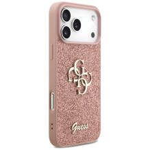 „Guess“ fiksuoto blizgučių dizaino „iPhone 17 Pro Max“ dėklas – rožinis