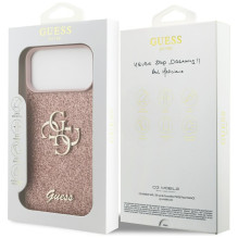 „Guess“ fiksuoto blizgučių dizaino „iPhone 17 Pro Max“ dėklas – rožinis