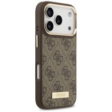 „Guess 4G Logo Plate MagSafe“ dėklas, skirtas „iPhone 17 Pro“ – rudas