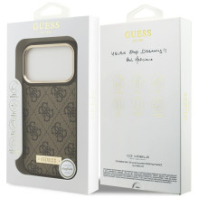 „Guess 4G Logo Plate MagSafe“ dėklas, skirtas „iPhone 17 Pro“ – rudas