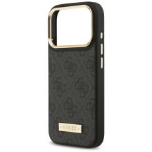 „Guess 4G Logo Plate MagSafe“ dėklas, skirtas „iPhone 17 Pro“ – juodas