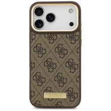 „Guess 4G Logo Plate MagSafe“ dėklas, skirtas „iPhone 17 Pro Max“ – rudas