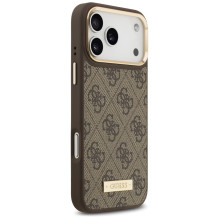 „Guess 4G Logo Plate MagSafe“ dėklas, skirtas „iPhone 17 Pro Max“ – rudas