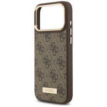 „Guess 4G Logo Plate MagSafe“ dėklas, skirtas „iPhone 17 Pro Max“ – rudas