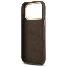 „Guess 4G Logo Plate MagSafe“ dėklas, skirtas „iPhone 17 Pro Max“ – rudas