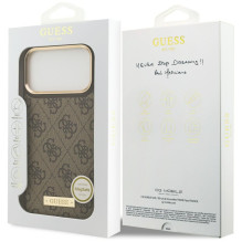 „Guess 4G Logo Plate MagSafe“ dėklas, skirtas „iPhone 17 Pro Max“ – rudas